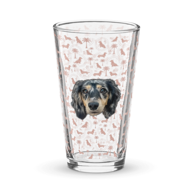 Beer Pint Glass - Blush Doxie Tropic Toile