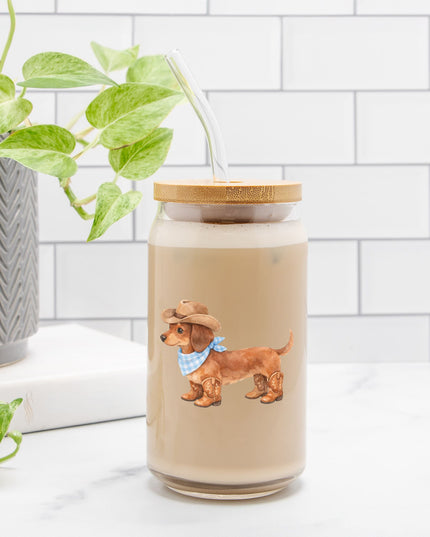 Can Shaped Glass  - Wild Western Ween in Blue