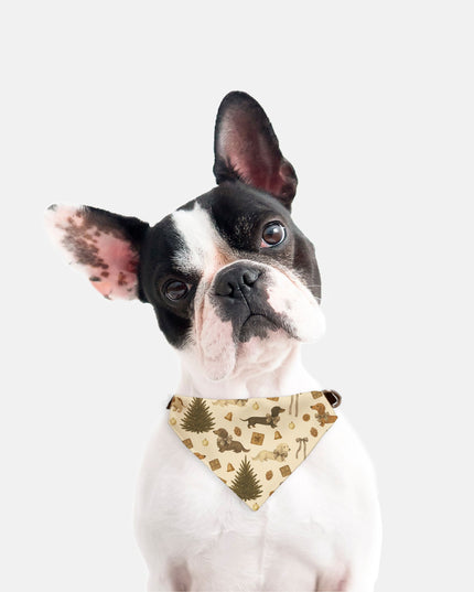 On Collar Dog Bandana  - Rustic Dachshund Coquette Christmas