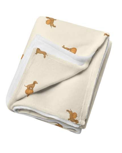 Throw Blanket - Pumpkin Pup Parade – Autumn Dachshund Print