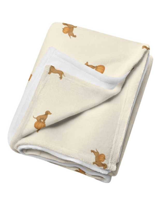Throw Blanket - Pumpkin Pup Parade – Autumn Dachshund Print