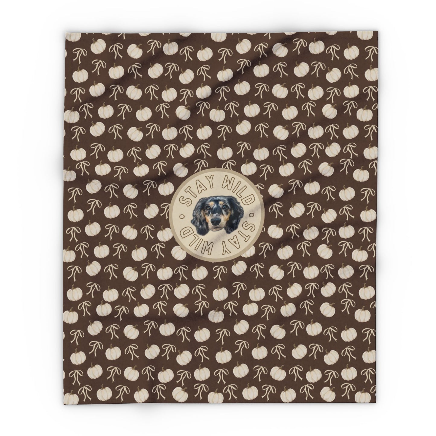 Neutral Harvest Hues: Bows & Pumpkins Custom Blanket