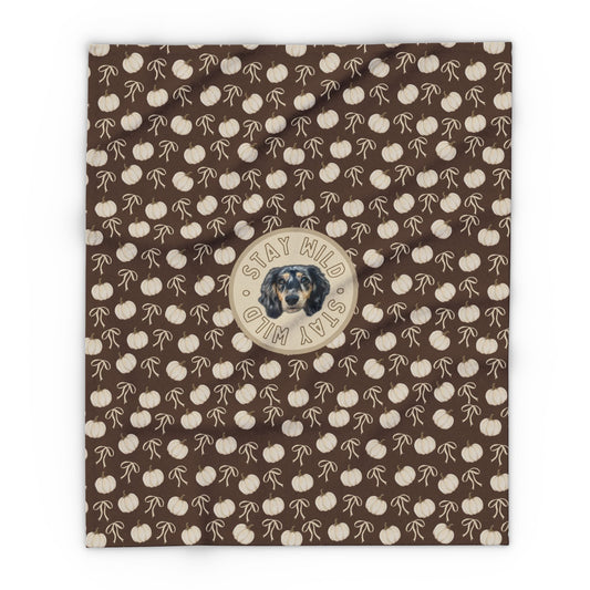 Neutral Harvest Hues: Bows & Pumpkins Custom Blanket