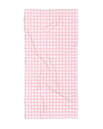 Pink Or Blue Gingham Custom Beach Towel