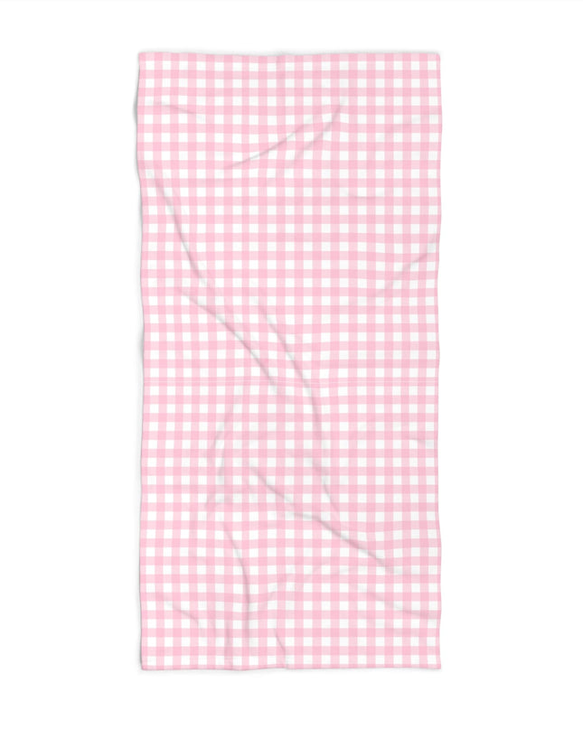 Pink Or Blue Gingham Custom Beach Towel