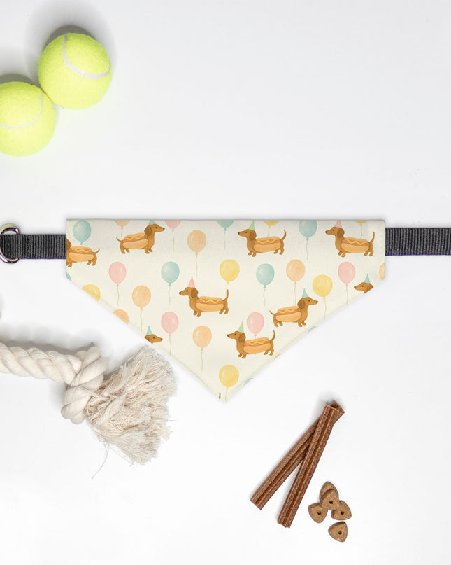 On Collar Dog Bandana  - Hot Dog Party Parade
