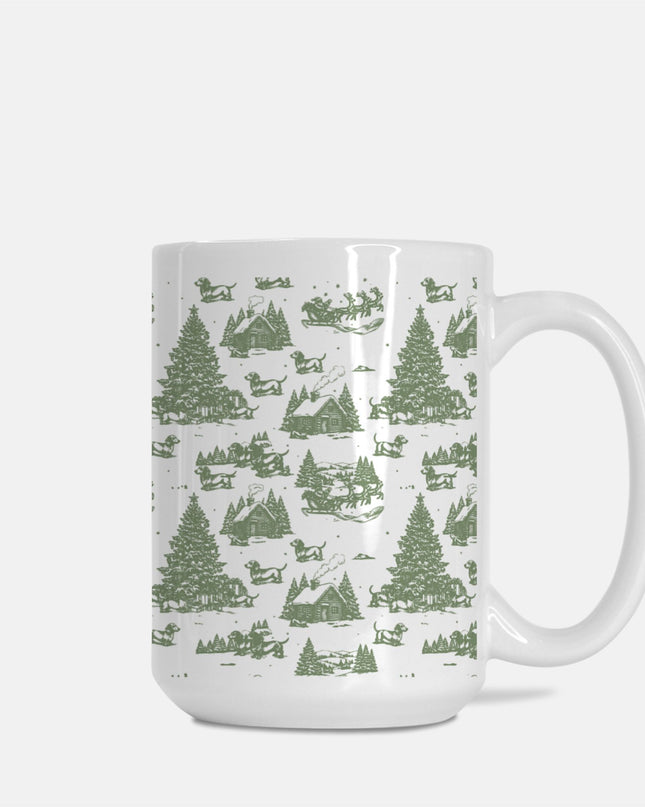 Christmas Coffee Mug - Doxie Christmas Toile