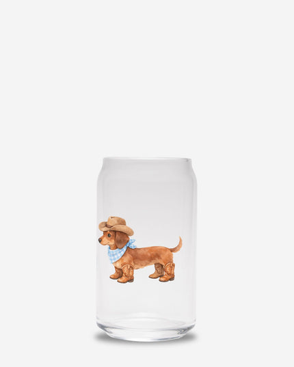 Can Shaped Glass  - Wild Western Ween in Blue