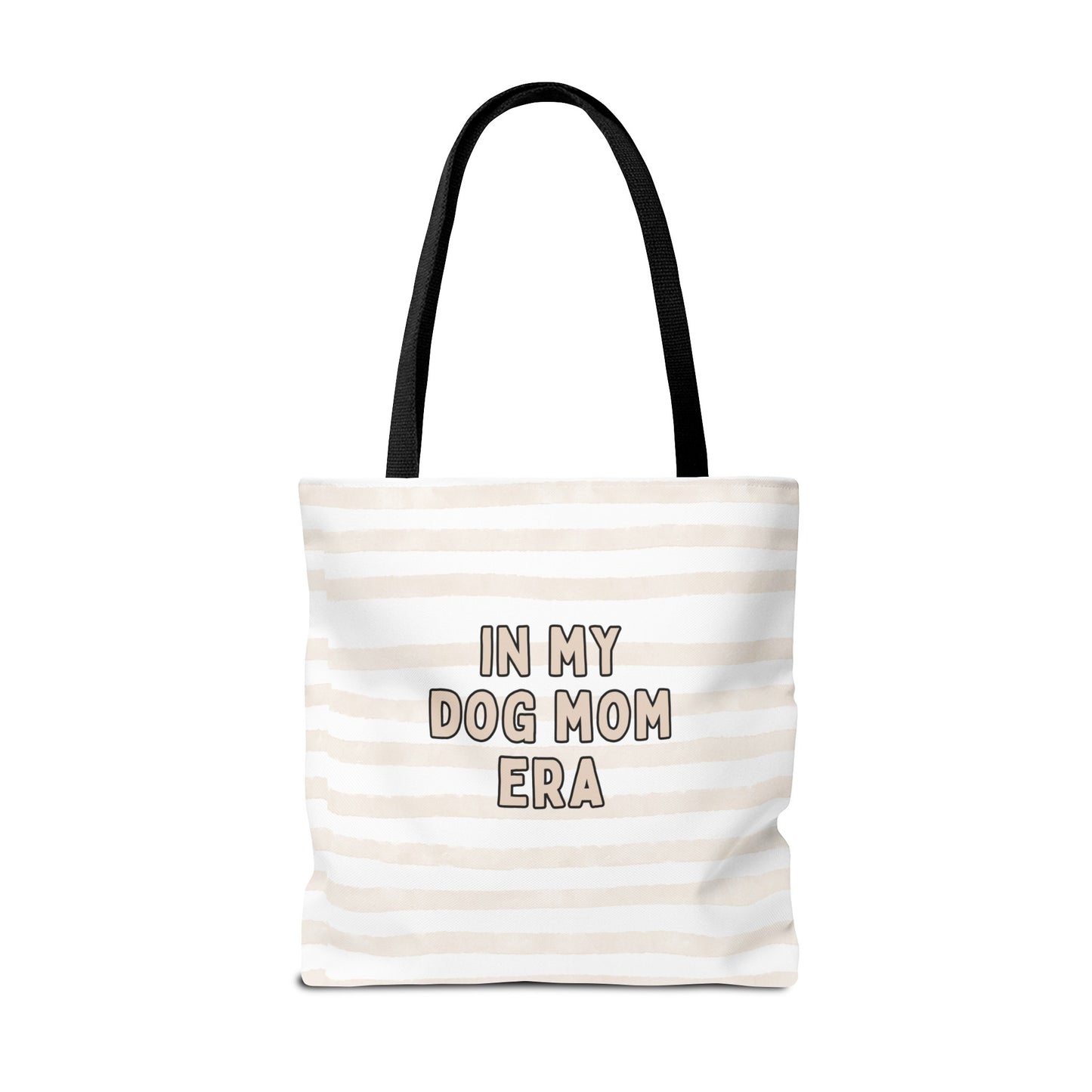 'In My Dog Mom' Era Striped Beige Tote Bag