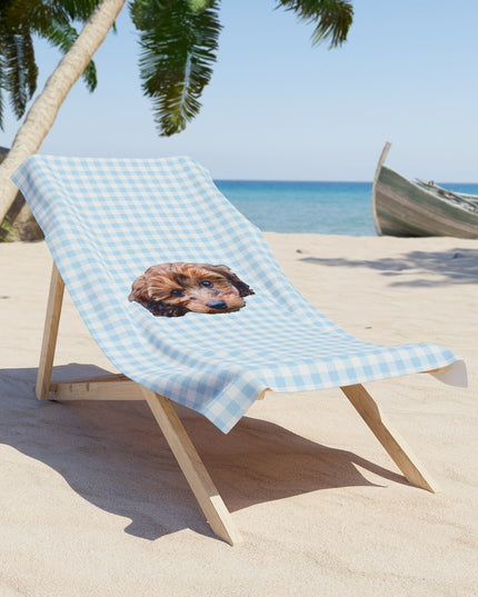 Pink Or Blue Gingham Custom Beach Towel