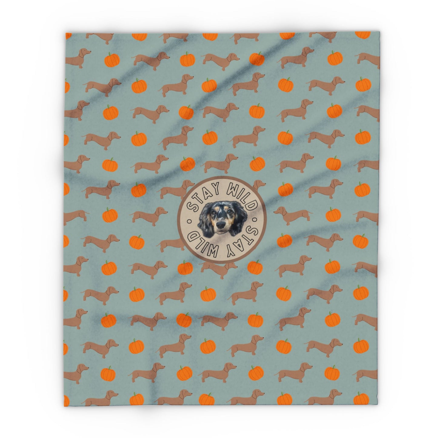 Custom Velveteen Plush Pumpkin & Pups Blanket