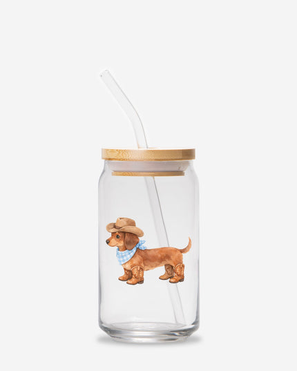 Can Shaped Glass  - Wild Western Ween in Blue