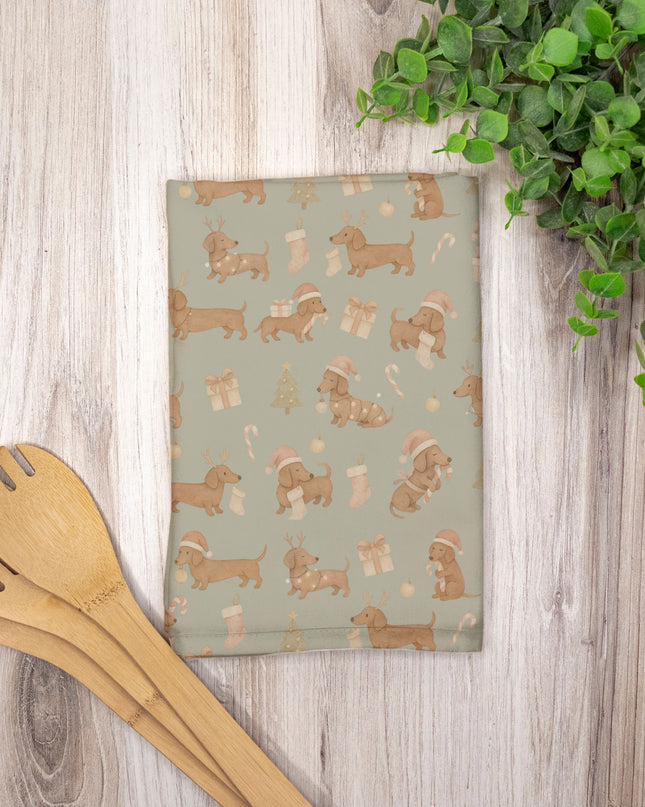 Hostess Towel - Deck The Dachshund Paws