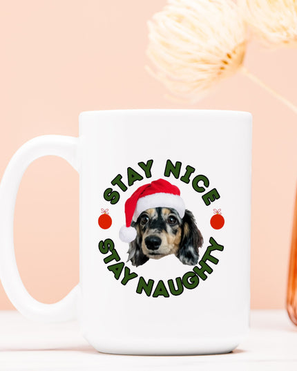 Personalized Mug - Stay Naughty + Stay Nice Pet Portrait
