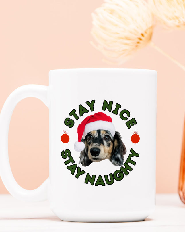 Personalized Mug - Stay Naughty + Stay Nice Pet Portrait