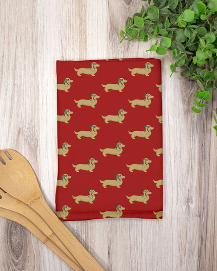 Hostess Towel - Dach of Gold Holiday Red