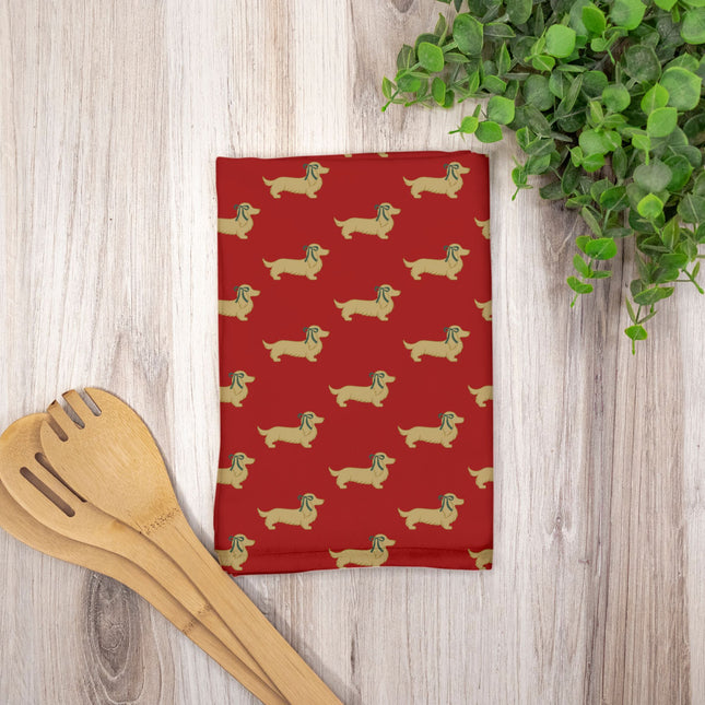 Hostess Towel - Dach of Gold Holiday Red