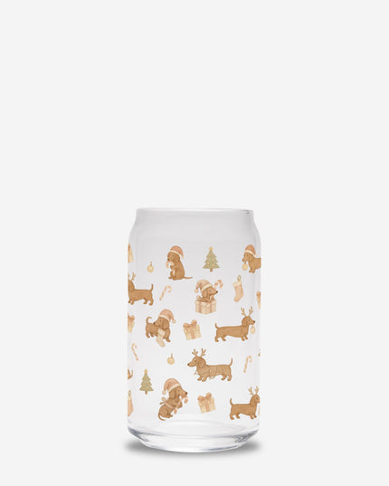 Can Shaped Glass  - Dachshund Holiday Wishes