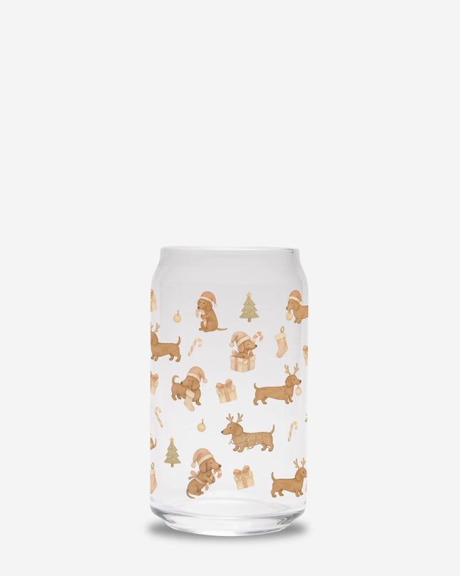 Can Shaped Glass  - Dachshund Holiday Wishes