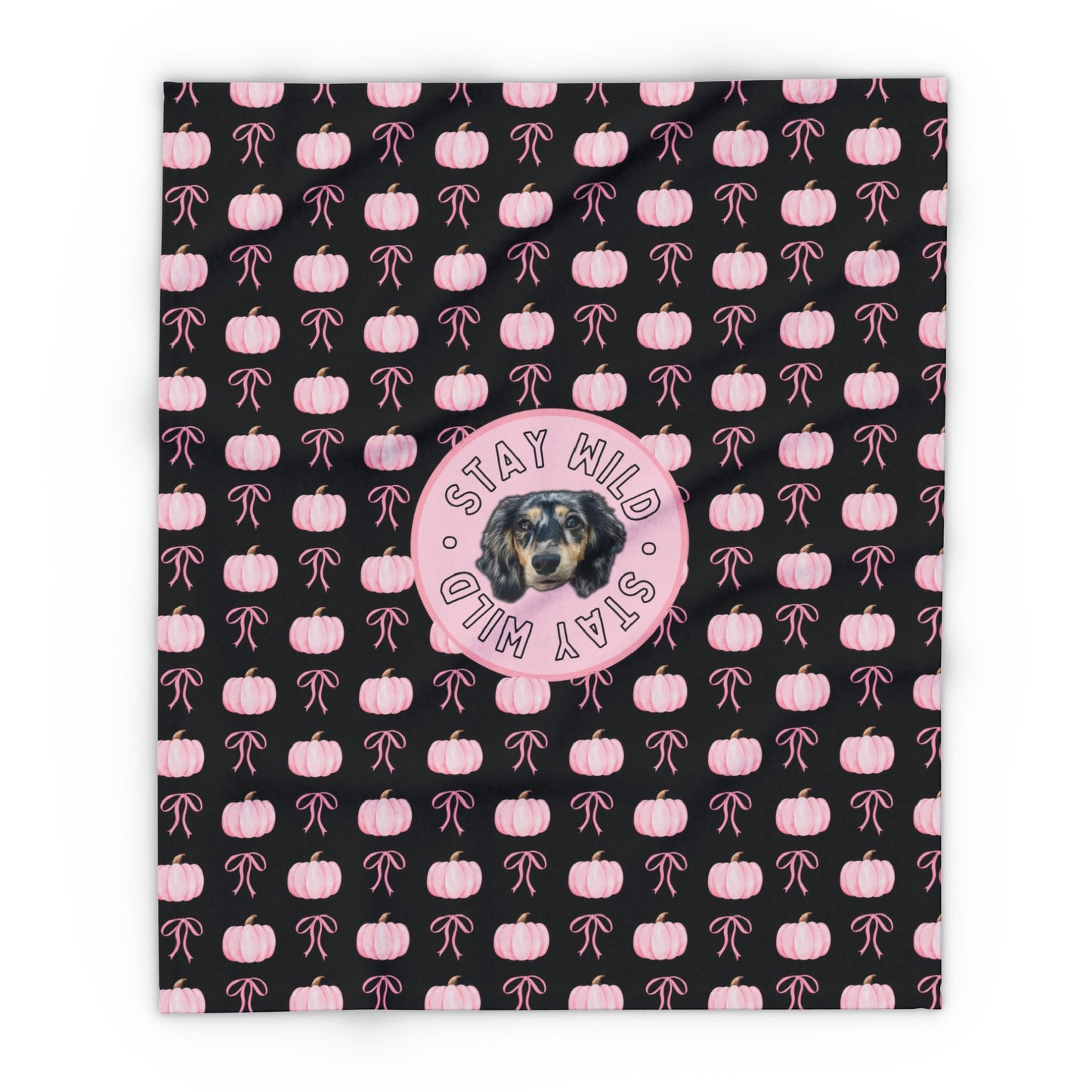 Custom Velveteen Plush Pink Pumpkin Party Blanket