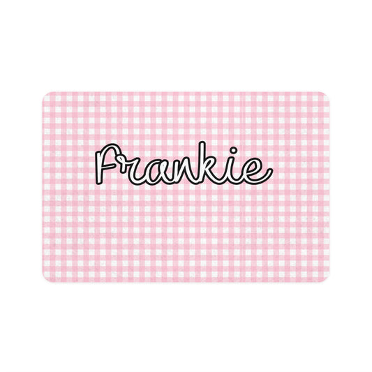 Pink Gingham Pet Food Mat (12x18)