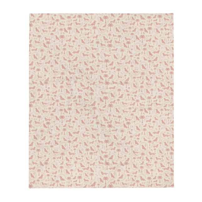 Super Soft Throw Blanket - Blush Doxie Tropic Toile  (50x60 / 60x80)