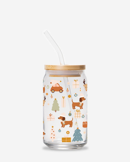 Can Shaped Glass  - Dachshund Holiday Wishes