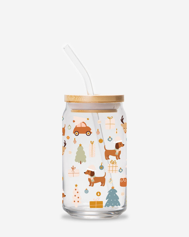 Can Shaped Glass  - Dachshund Holiday Wishes