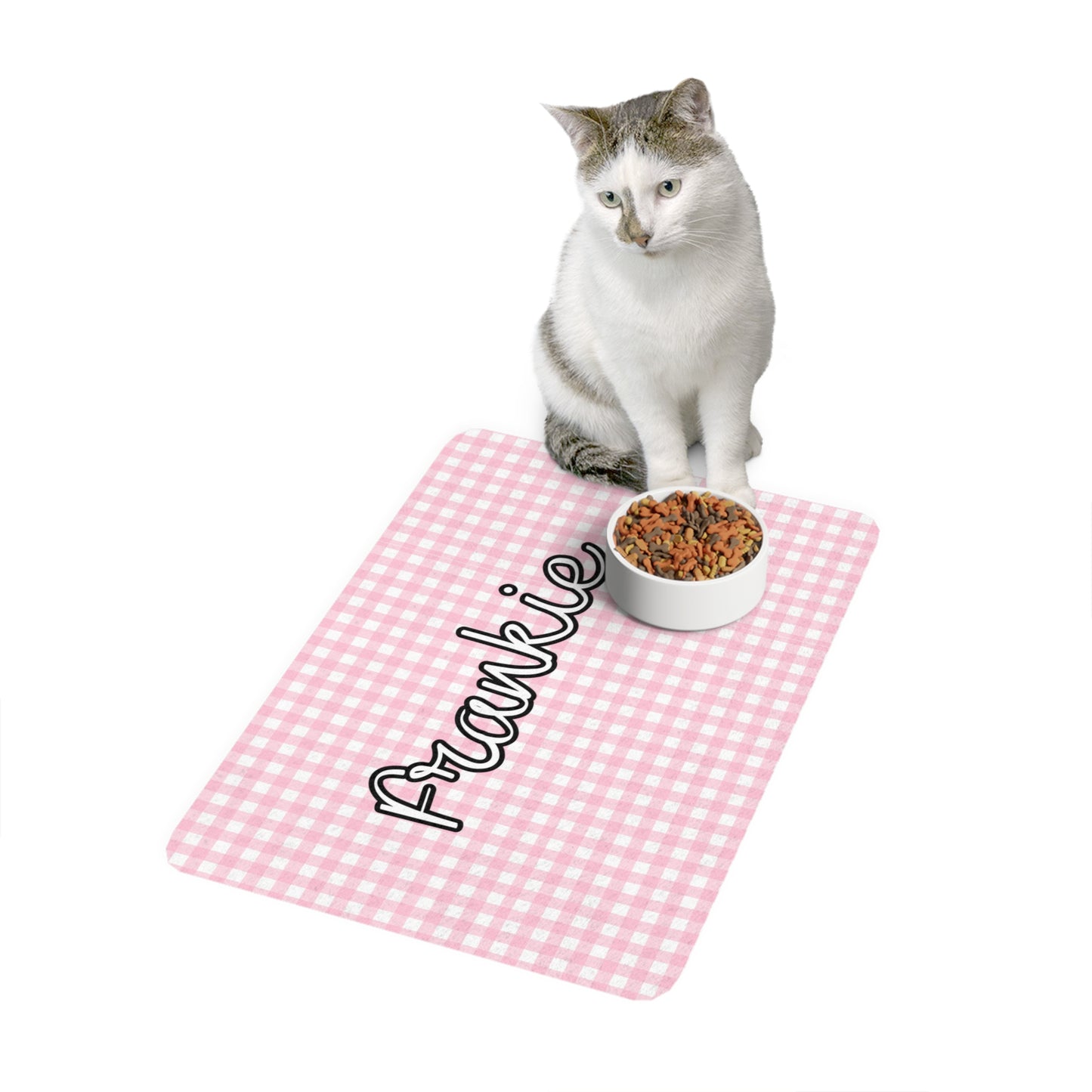 Pink Gingham Pet Food Mat (12x18)