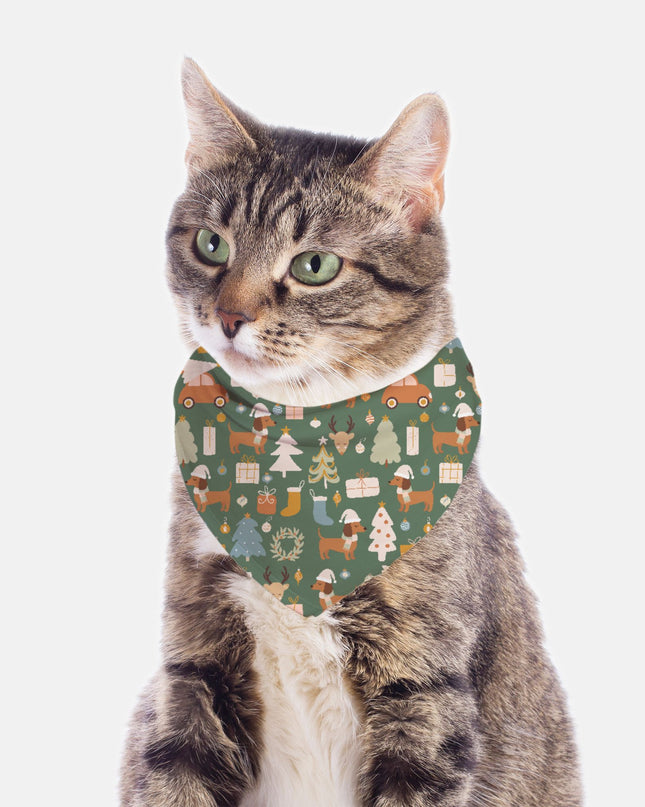 Tie On Dog Bandana - Dachshund Holiday Wishes