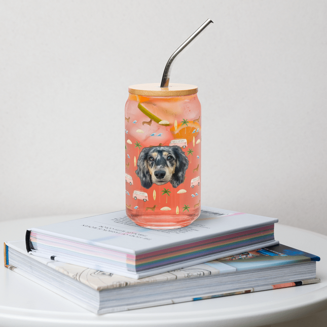 16 oz Can-Shaped Glass - Beach Cruisin' Wiener Dogs