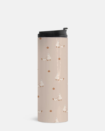 Ghost Walking A Dachshund Halloween Thermal Tumbler 16 oz.