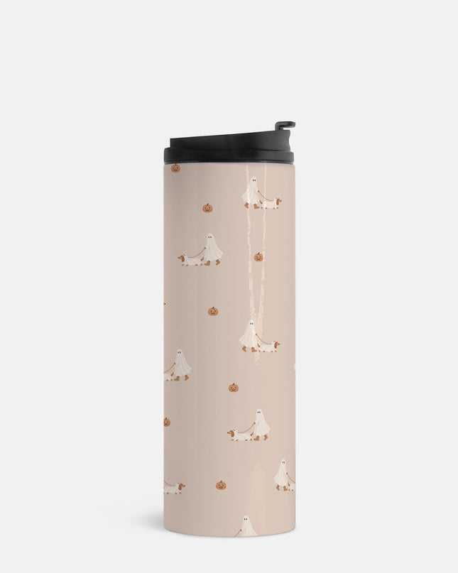 Ghost Walking A Dachshund Halloween Thermal Tumbler 16 oz.