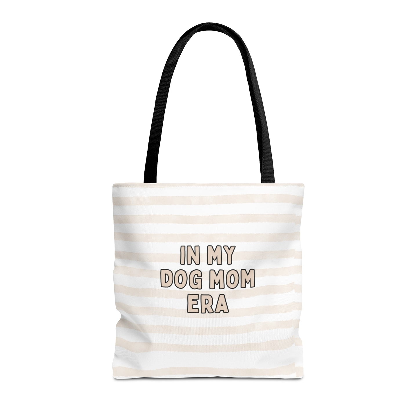 'In My Dog Mom' Era Striped Beige Tote Bag