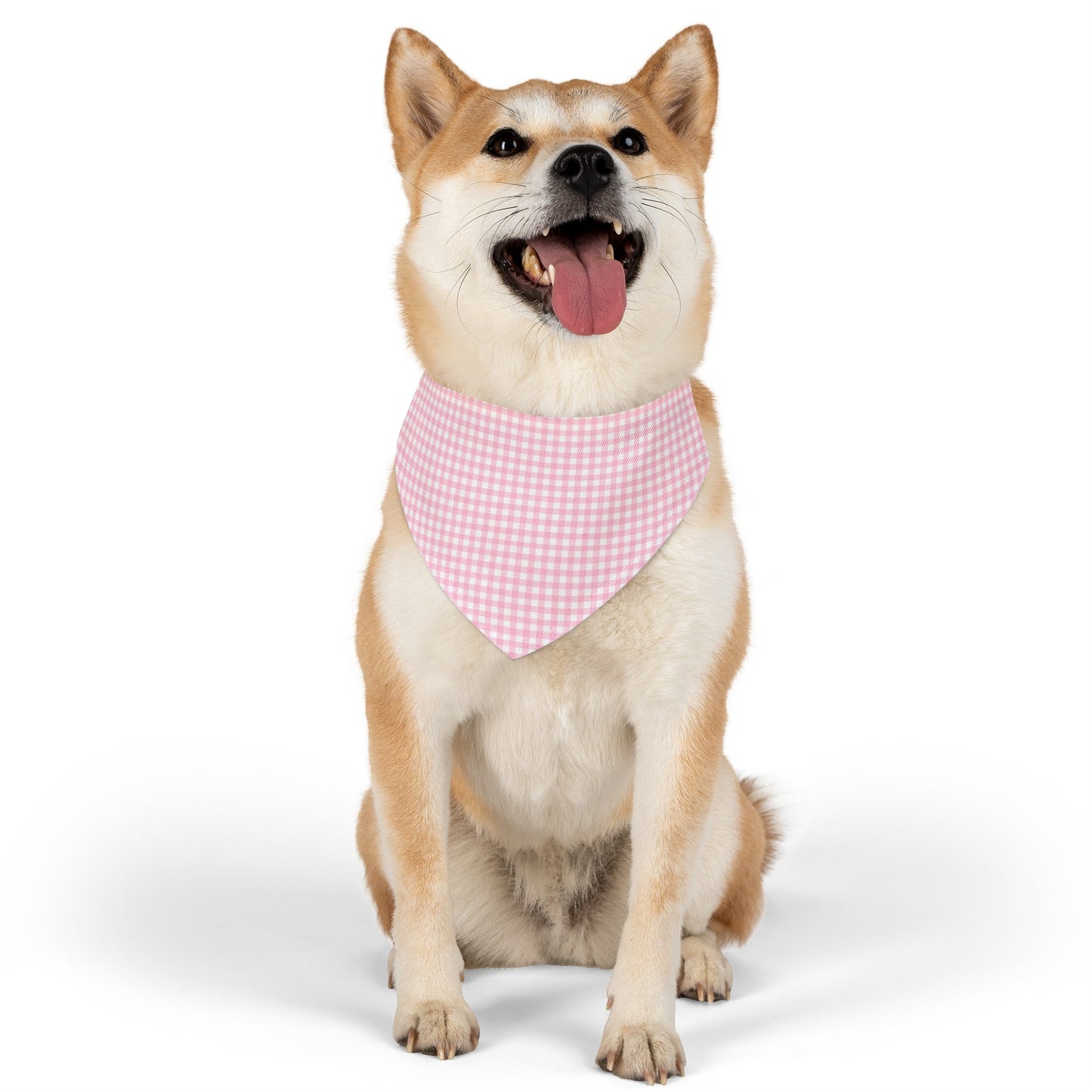 Pink Gingham Collar Bandana