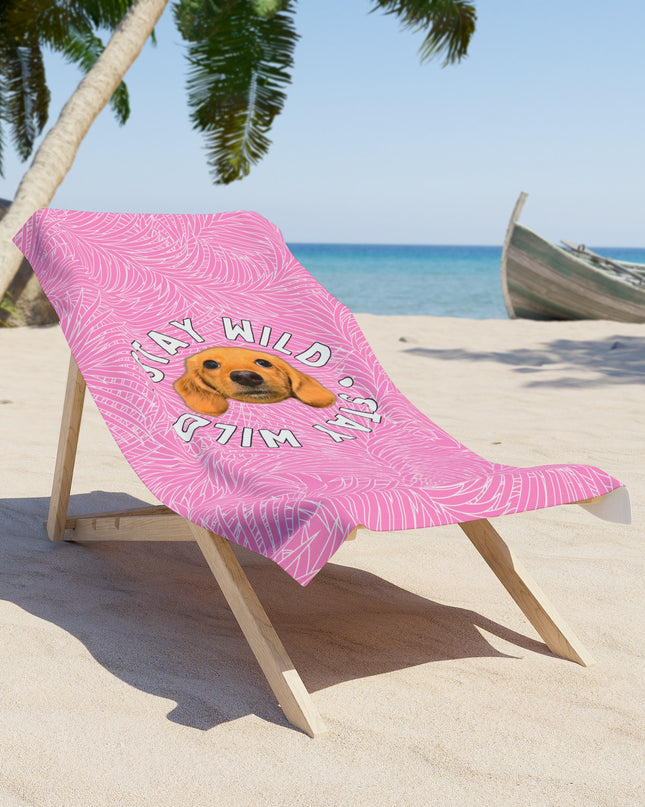 Palm Paradise 'Stay Wild' Custom Beach Towel