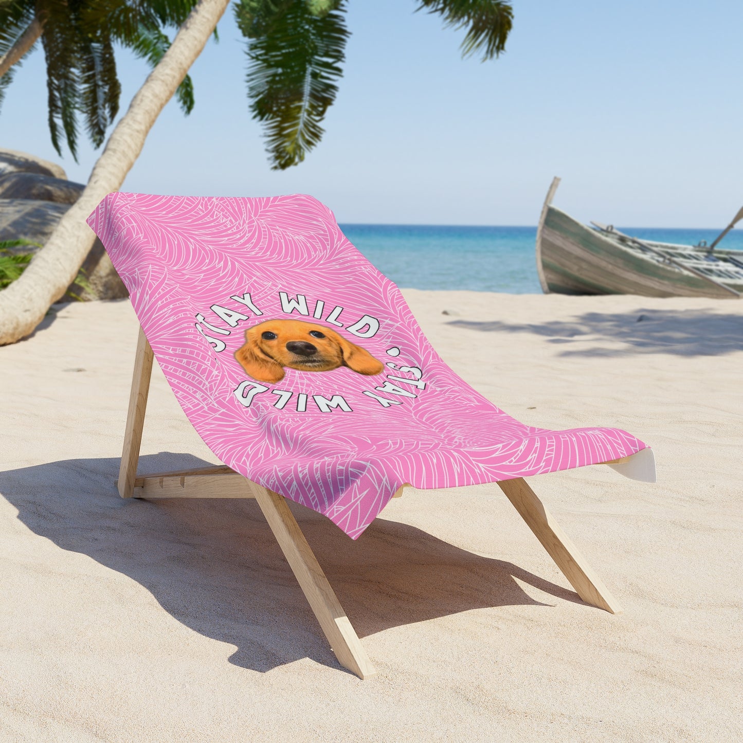 Palm Paradise 'Stay Wild' Custom Beach Towel