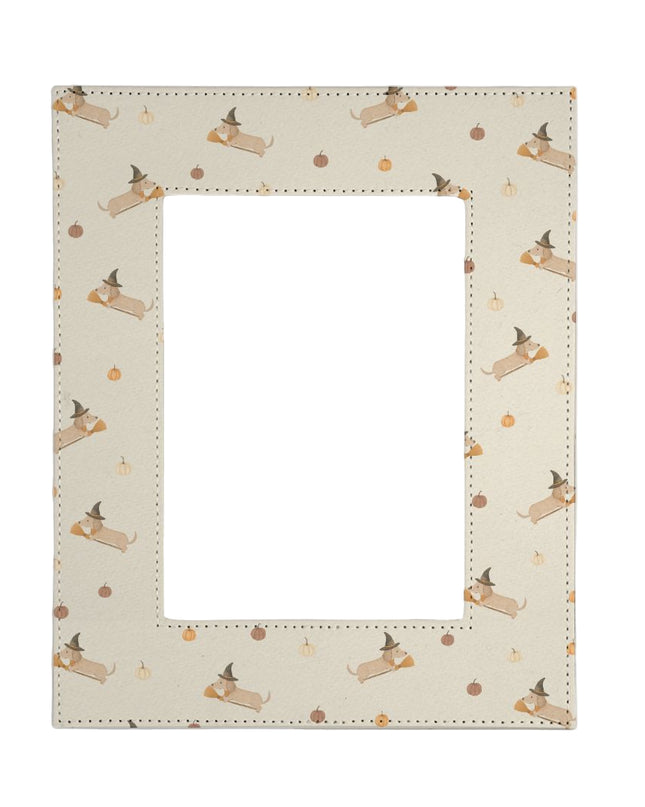 Rectangular frame with Halloween-themed picture frame design on a beige background