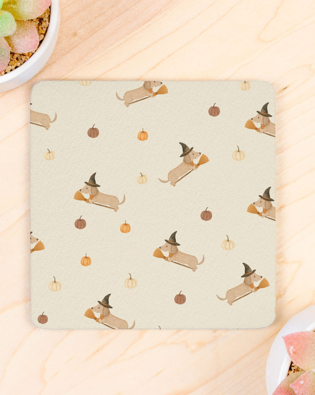 Coaster Neoprene Back (Square) 4PK - Halloween Variety Taupe Background