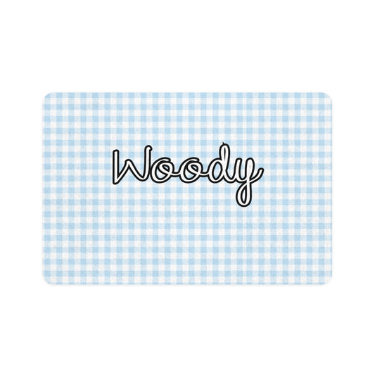 Blue Gingham Pet Food Mat (12x18)