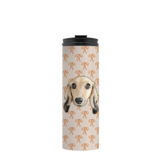 Rust Bow Custom 16 oz Thermal Tumbler – Personalized with Your Pet’s Face