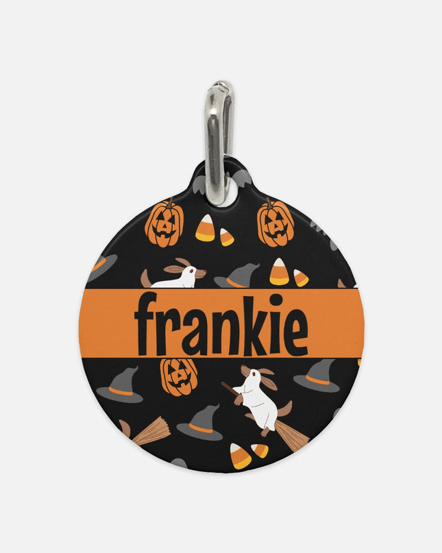 Happy Halloweenie Custom Round Metal Pet Tag