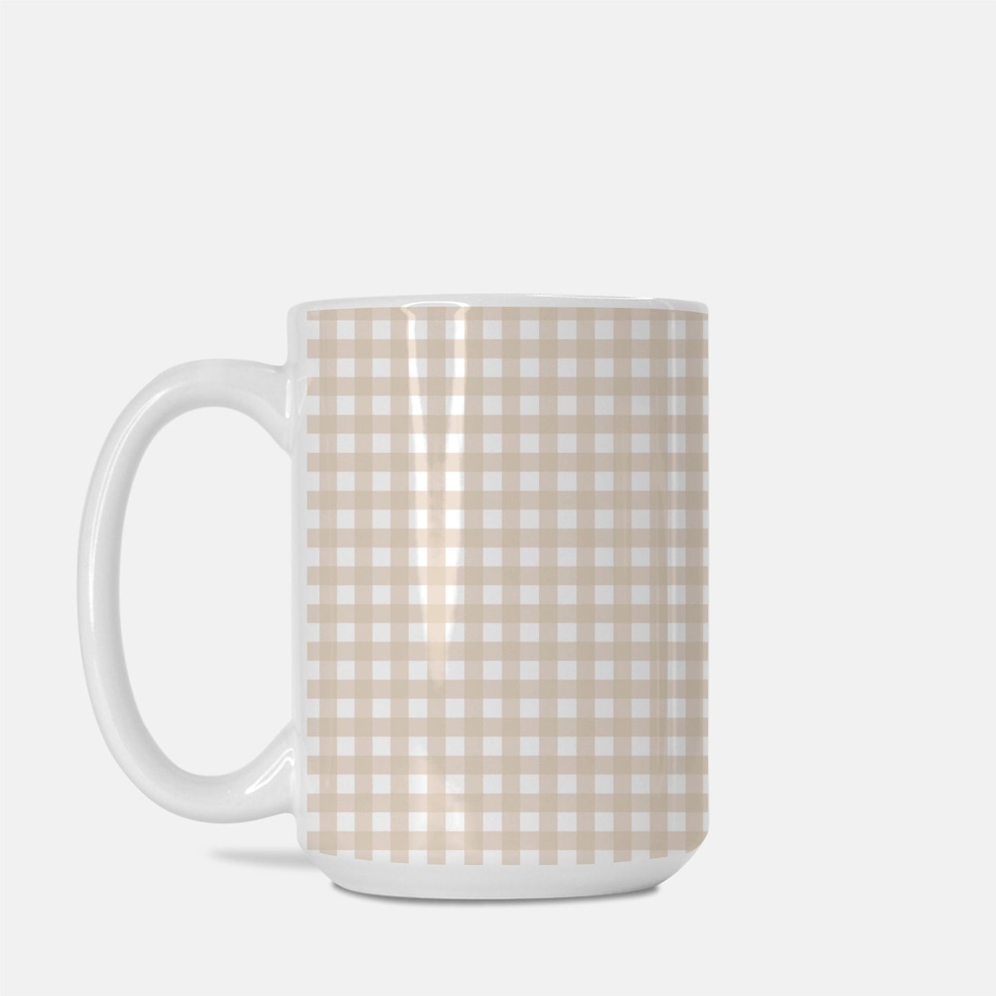 Gingham White Glossy Custom Coffee Mug