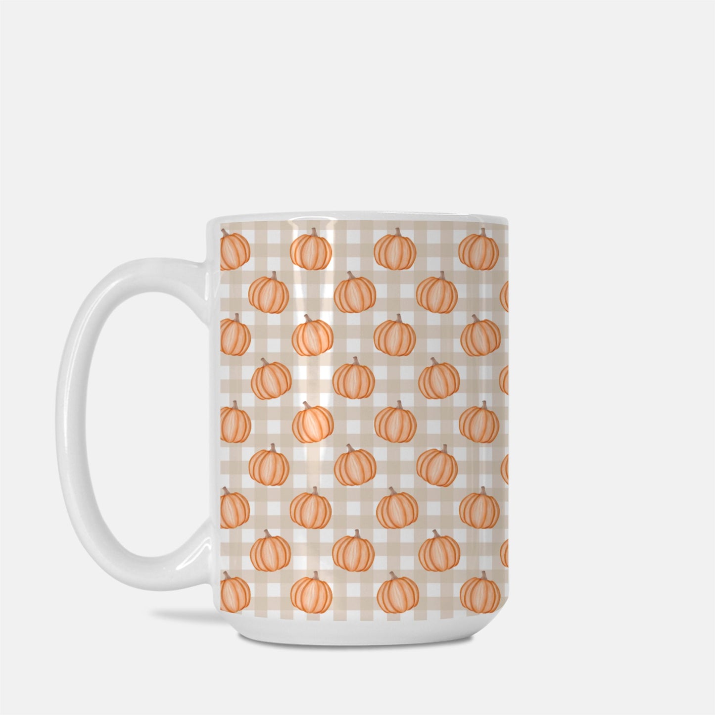 Gingham White Glossy Custom Coffee Mug