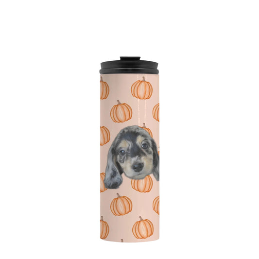 Pumpkin Patch Custom 16 oz Thermal Tumbler – Personalized with Your Pet’s Face