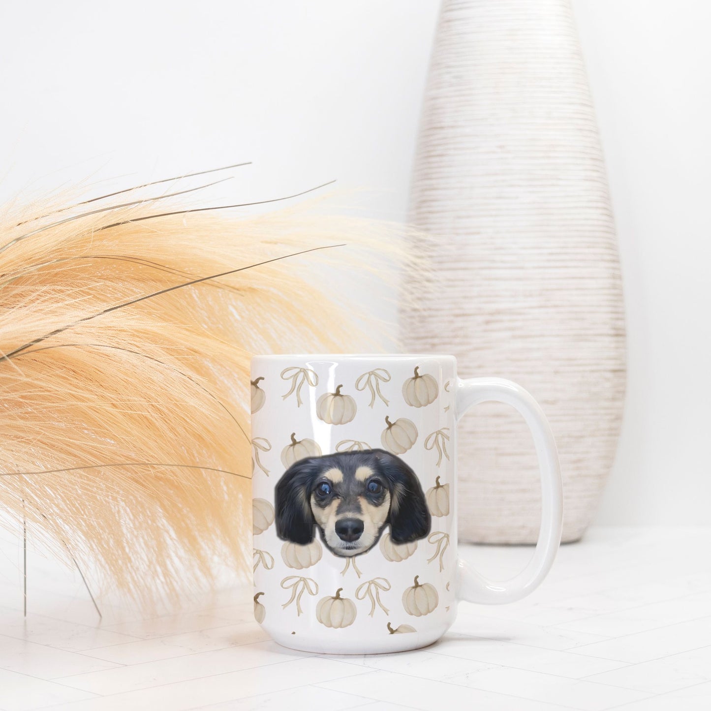 Neutral Harvest White Glossy Custom Coffee Mug