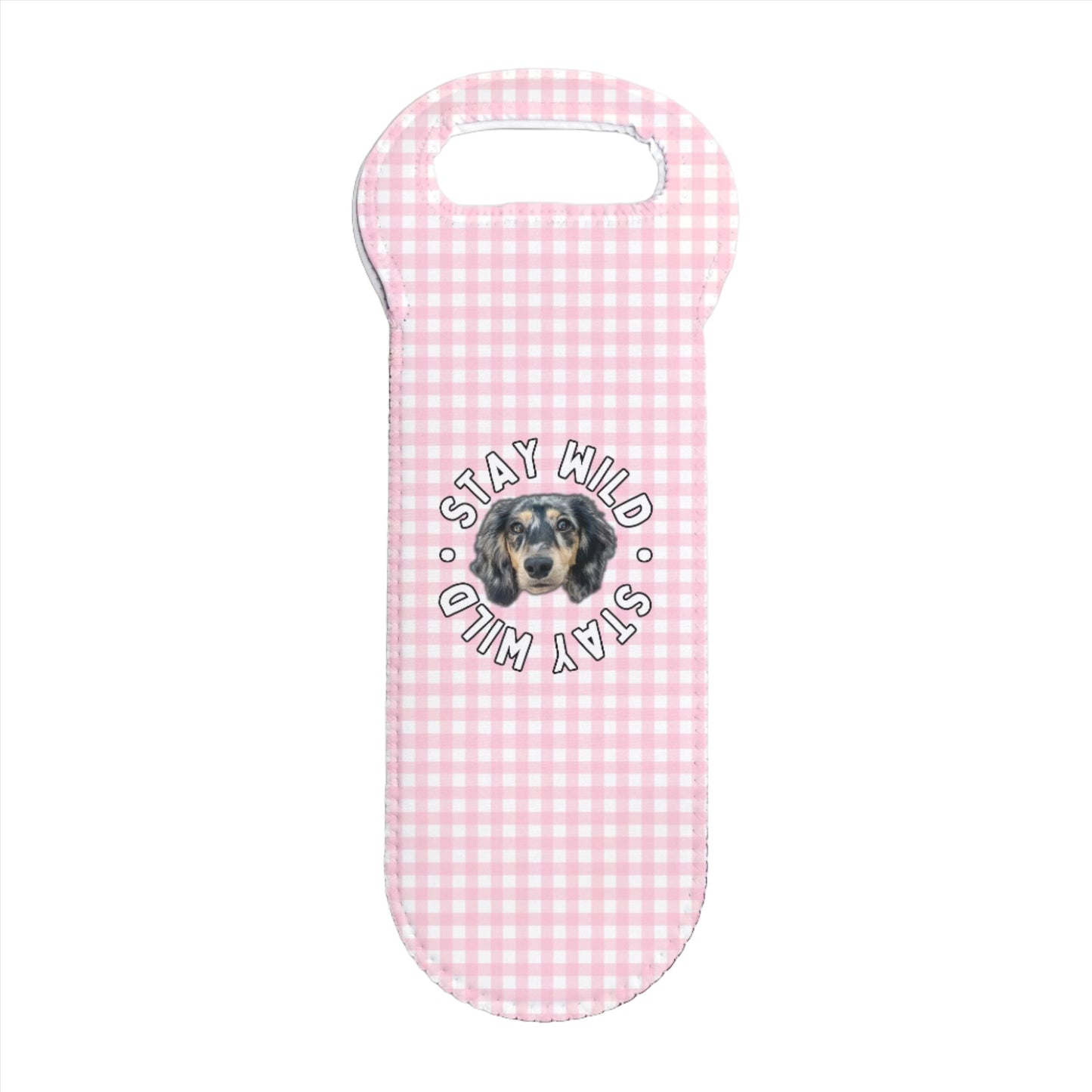 Pink Gingham Personalized Custom Wine Tote