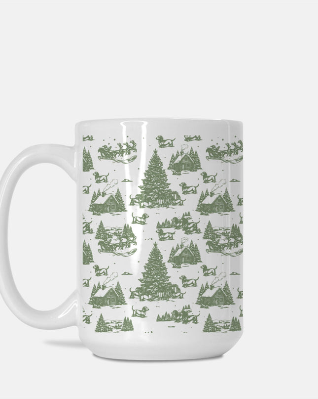 Christmas Coffee Mug - Doxie Christmas Toile