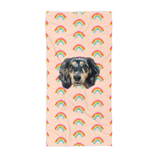 Radiant Rainbow Custom Beach Towel