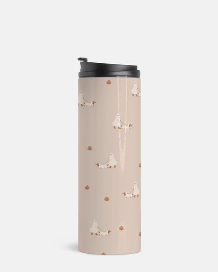 Ghost Walking A Dachshund Halloween Thermal Tumbler 16 oz.